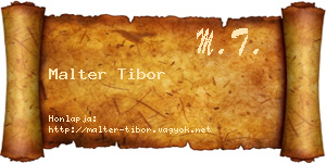 Malter Tibor névjegykártya